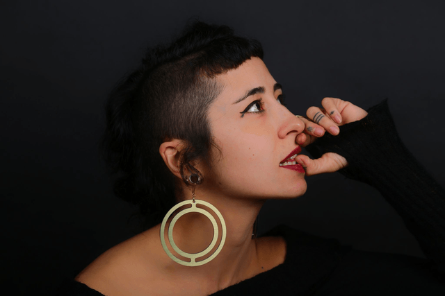 Boucles d'oreilles "pleine lune" - aluminium brossé - Collection Arasy