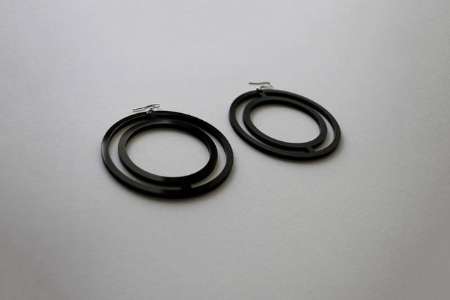 Boucles d'oreilles "pleine lune" - PMMA noir - Collection Arasy