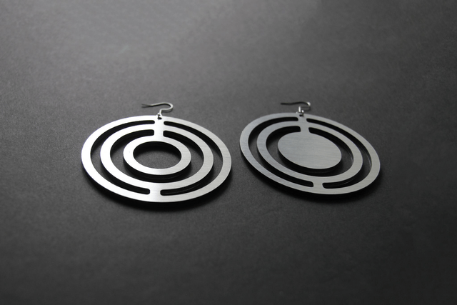 Boucles d'oreilles "halo" - aluminium brossé - Collection Arasy